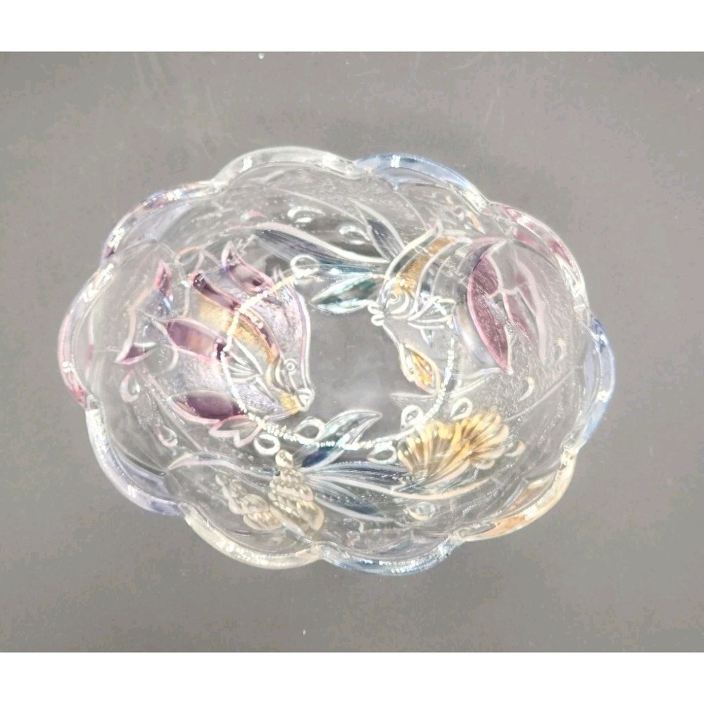 Mikasa Savoir Vivre Largo‎ Tropical Fish Oval Bowl Frosted Multicolor Scalloped